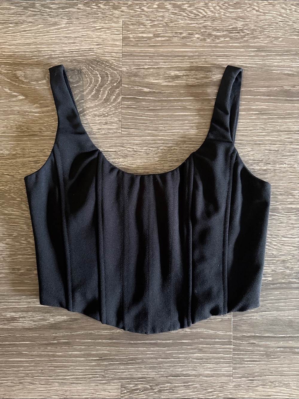 Aqua Black Cropped Scoop Corset Tank